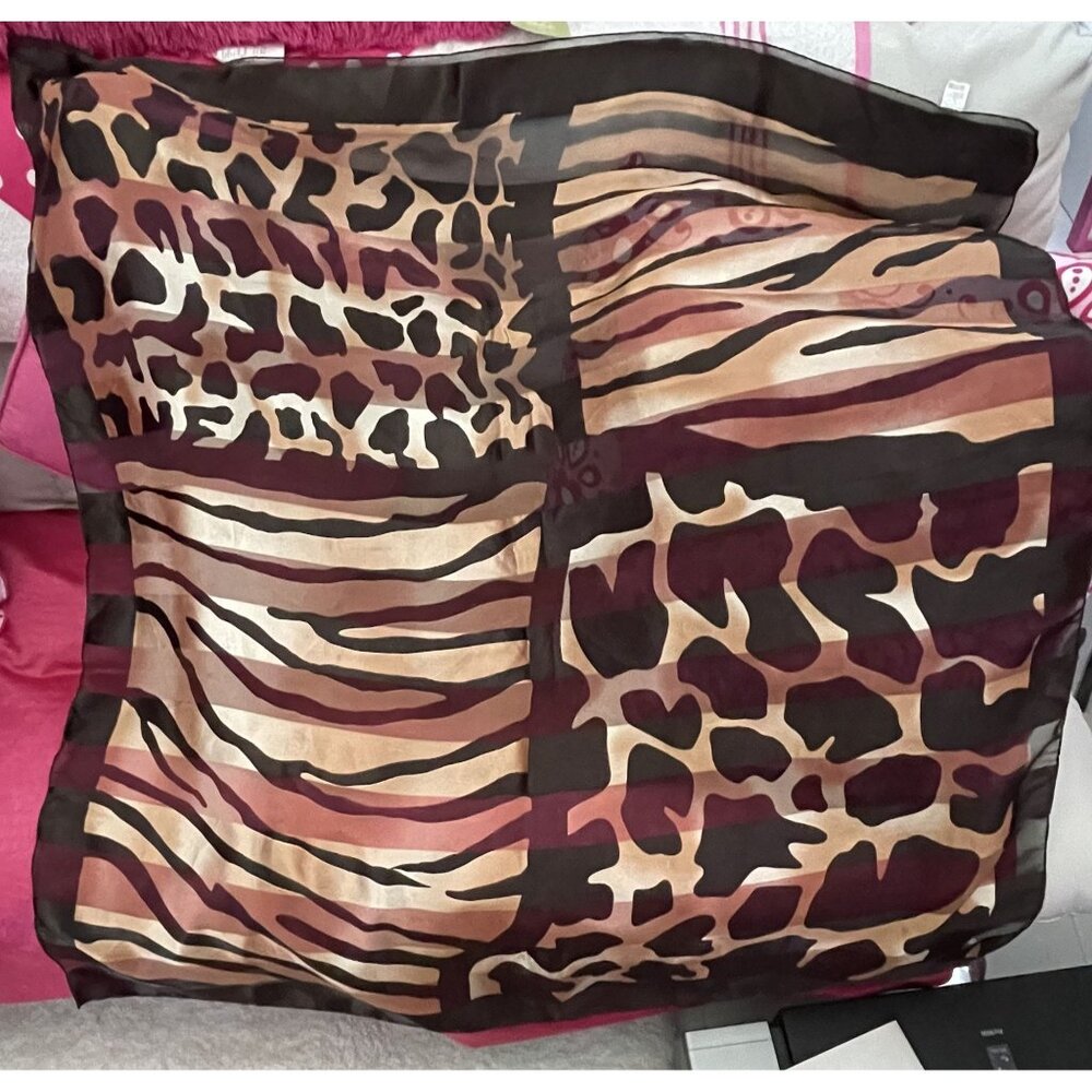 Silk‎ Feel Animal Print Square Head Scarf Sarong Cover-up Tropical Jungle